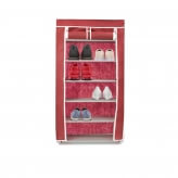 Тканевый шкаф для обуви на 6 полок 60х30х108 см темно-красный-1
